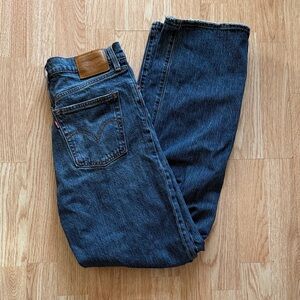 Levi's Premium Women's Ribcage Straight Jeans - Dark Blue Size 28